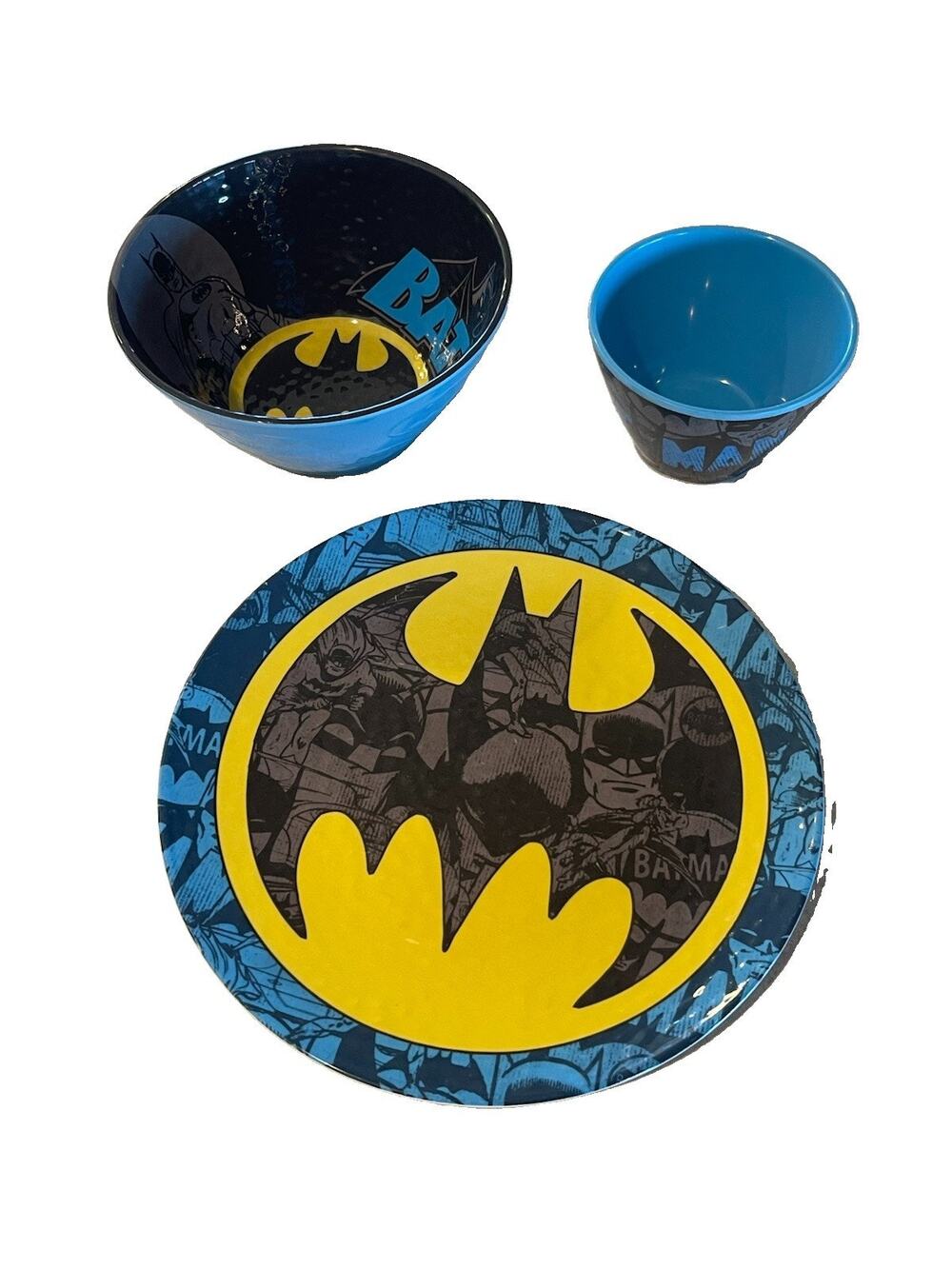 zak! designs Batman Melamine Kids Dish Set Plate Bowls 3pc